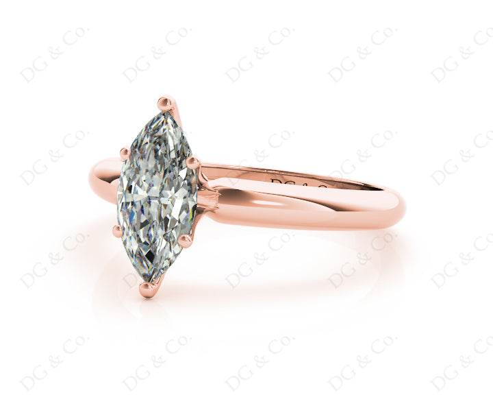 Marquise Cut Classic Six Claw Diamond Engagement Solitaire Ring - 18K Rose - DG & Co. Jewellery