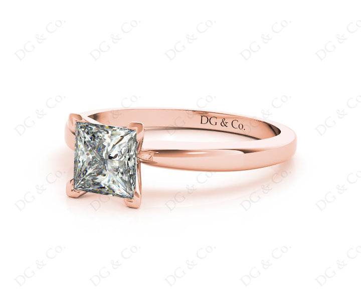 Princess Cut Diamond Engagement Ring with Claw set centre stone in 18K Rose - DG & Co. Jewellery
