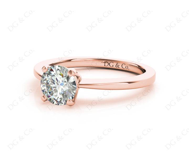 Round Cut Classic Four Claws Diamond Solitaire Ring - 18K Rose - DG & Co. Jewellery