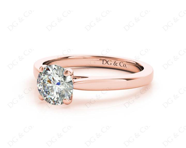 Round Brilliant Cut Solitaire Four Claws Diamond Ring in 18K Rose - DG & Co. Jewellery