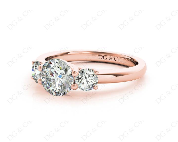 Trilogy Cross Over Four Claw Round Cut Diamond Ring Setting - 18K Rose - DG & Co. Jewellery