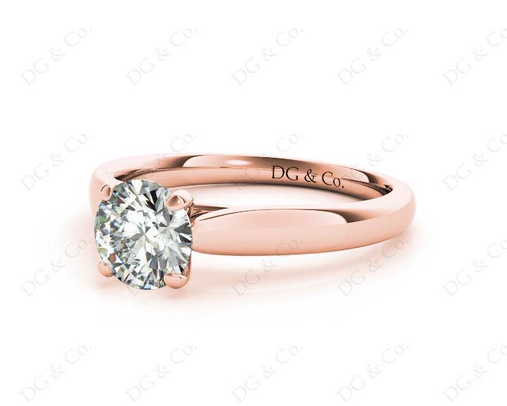 Round Cut Solitaire Four Claws Diamond Engagement Ring in 18K Rose - DG & Co. Jewellery