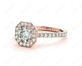 Cushion Square Cut Halo Diamond Engagement Ring with Claw Set Centre Stone - 18k Rose - DG & Co. Jewellery