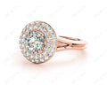 Round Cut Double Halo Plain Band Diamond Engagement ring with claw set centre stone - 18K Rose - DG & Co. Jewellery