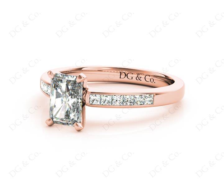 Radiant Cut Diamond Engagement ring with four claws centre stone - 18K Rose - DG & Co. Jewellery