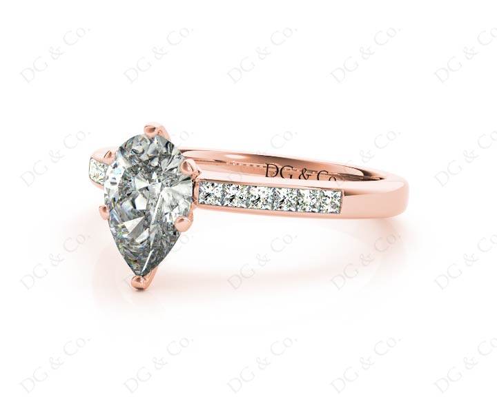 Pear Cut Diamond Engagement ring with six claws centre stone in 18K Rose - DG & Co. Jewellery