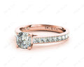 Cushion Cut Four Claws Set Diamond Ring with Channel Set Side Stones - 18K Rose - DG & Co. Jewellery