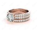 Round Cut Diamond Wedding Set Rings with Pave Setting Side Stones in 18K Rose - DG & Co. Jewellery