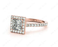 Princess Cut Halo Diamond Engagement Ring with Claw set centre stone - 18K Rose - DG & Co. Jewellery