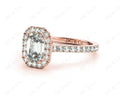 Emerald Cut Halo Diamond Engagement Ring with Four Claws Set Centre Stone - 18K Rose - DG & Co. Jewellery