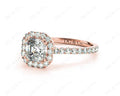 Asscher Cut Halo Diamond Engagement Ring with Claw set centre stone in 18K Rose - DG & Co. Jewellery