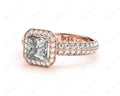 Princess Cut Halo Ring with Milgrain Claw Set Centre Stone - 18K Rose - DG & Co. Jewellery