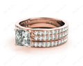 Princess cut diamond wedding set rings with four claws setting - 18K Rose - DG & Co. Jewellery