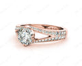 Round Cut Four Claw Set Diamond Ring with Round Cut Diamonds Down the Shoulders - 18K Rose - DG & Co. Jewellery