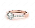 Round cut diamond ring with four claws set centre stone - 18K Rose - DG & Co. Jewellery