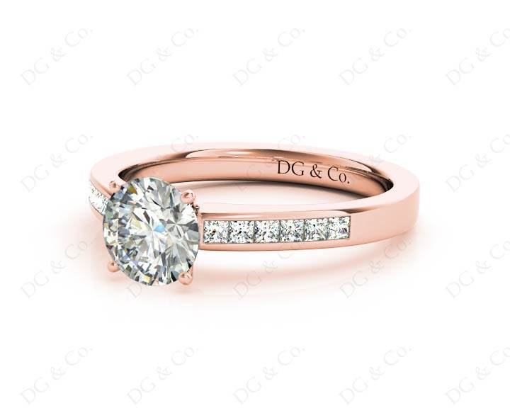 Round cut diamond ring with four claws set centre stone - 18K Rose - DG & Co. Jewellery