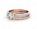 Round cut diamond wedding set rings with four claws setting in 18k Rose - DG & Co. Jewellery