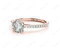 Engagement Ring Round Cut Claw Set Diamond Ring with pave set side stone in 18K Rose - DG & Co. Jewellery