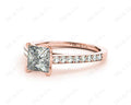 Princess Cut Diamond Engagement Ring with Claw set centre stone - 18K Rose - DG & Co. Jewellery