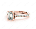 Emerald Cut Four Claw Diamond Ring with grain set side stones - 18K Rose - DG & Co. Jewellery