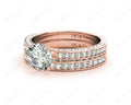 Engagement and Wedding Set Round Cut Diamond Rings with Pave Setting Side Stones in 18K Rose - DG & Co. Jewellery