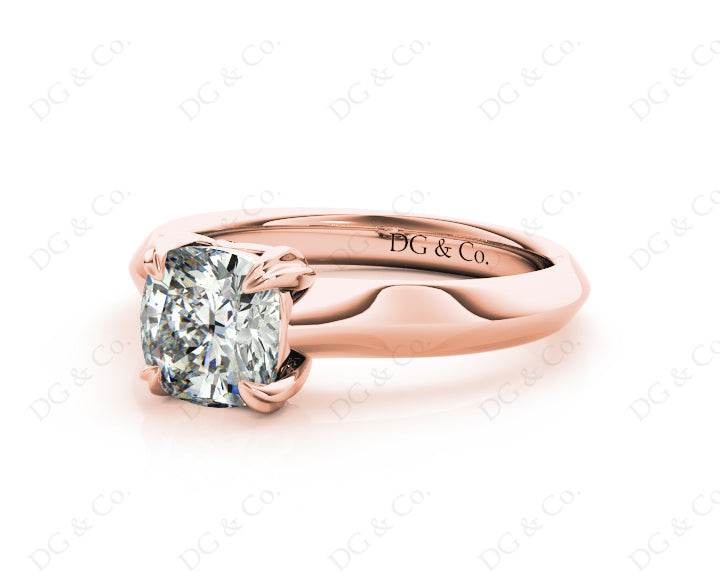 Cushion Cut Classic Four Claws Diamond Engagement Ring - 18K Rose - DG & Co. Jewellery