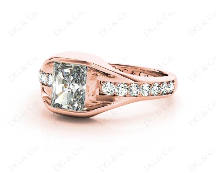 Radiant Cut Diamond Ring with Tension set centre stone - 18K Rose - DG & Co. Jewellery