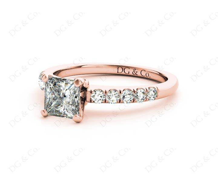 Princess Cut Diamond Engagement ring with four Prongs centre stone - 18K Rose - DG & Co. Jewellery