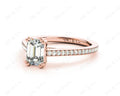 Emerald Cut Four Prongs Diamond Ring with Channel Set Side Stones - 18K Rose - DG & Co. Jewellery