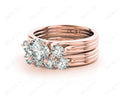 Round Cut Diamond three stones wedding set rings with claw set side stone - 18K Rose - DG & Co. Jewellery
