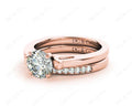 Round cut diamond wedding set rings with channel set shoulders - 18K Rose - DG & Co. Jewellery