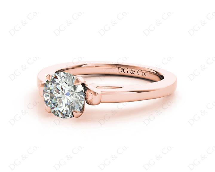 Round Cut Unique Setting Four Claws Diamond Engagement Ring Setting in 18K Rose - DG & Co. Jewellery