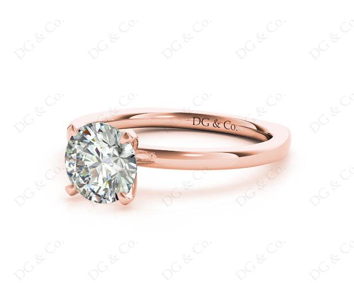 Round Cut Solitaire Four Claws Diamond Ring in 18K Rose - DG & Co. Jewellery