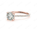 Round Cut Cross Over ring claw set diamond with pave set side stone - 18K Rose - DG & Co. Jewellery