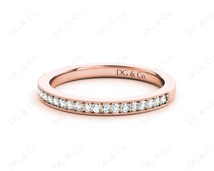 Diamond Wedding Band with Milgrain Setting Stones - 18K Rose - DG & Co. Jewellery
