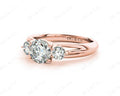 Round Cut Trilogy Diamond Engagement Ring cross-over setting in 18K Rose - DG & Co. Jewellery