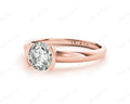 Round Cut Bezel Set Diamond Ring on a Plain Band - 18K Rose - DG & Co. Jewellery
