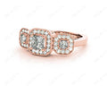 Princess Cut Trilogy Halo Diamond Engagement Ring - 18K Rose - DG & Co. Jewellery