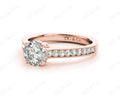 Round Cut Four Claw Set Milgrain Diamond Engagement Ring With Pave Side Stones - 18K Rose - DG & Co. Jewellery