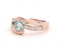 Round Cut Cross Over Ring Half Bezel Set Diamond Engagement Ring with Channel Set Side Stones - 18k Rose - DG & Co. Jewellery