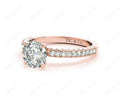 Round Cut Four Claws Side Stone Engagement Ring with Milgrain Set Side Stones in 18K Rose - DG & Co. Jewellery