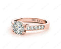 Round Cut 4 Claw Side Stone Engagement Ring with Channel Set Side Stones - 18K Rose - DG & Co. Jewellery
