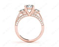 Three Stone Diamond Engagement Ring Round Cut with a Channel Share Prong Shoulder Setting - 18K Rose - DG & Co. Jewellery