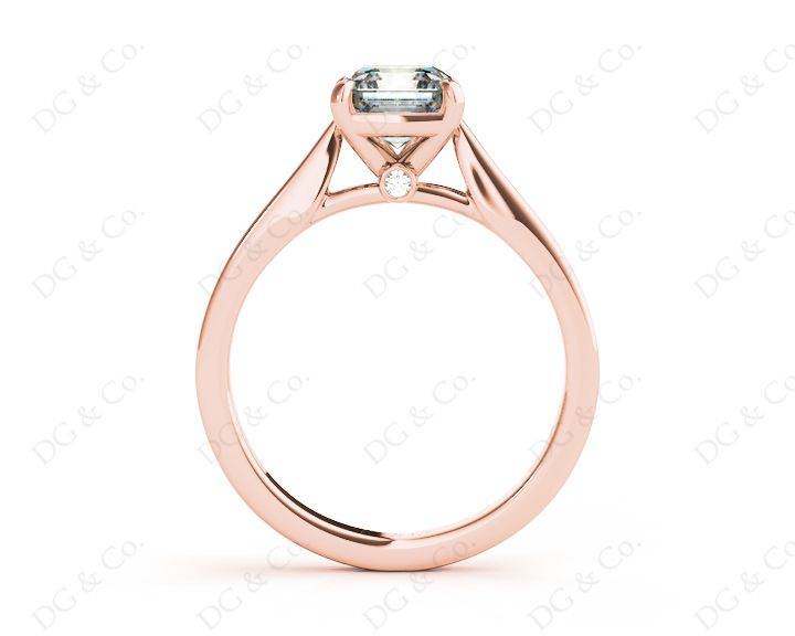 Asscher Cut Solitaire Diamond Engagement Ring with 4 Claw set centre stone in 18K Rose - DG & Co. Jewellery