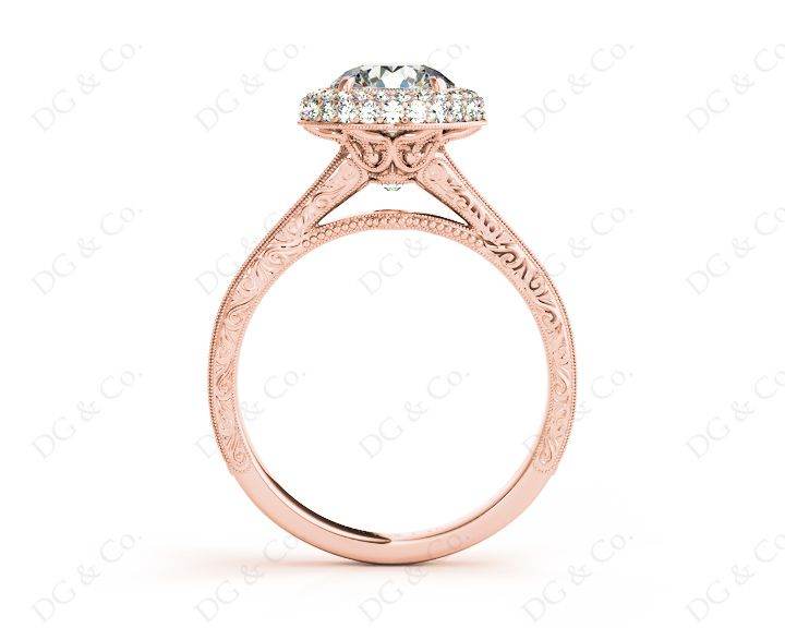 Vintage Style Double Halo Round Cut Diamond Engagement Ring With Claw Set Centre Stone - 18K Rose - DG & Co. Jewellery
