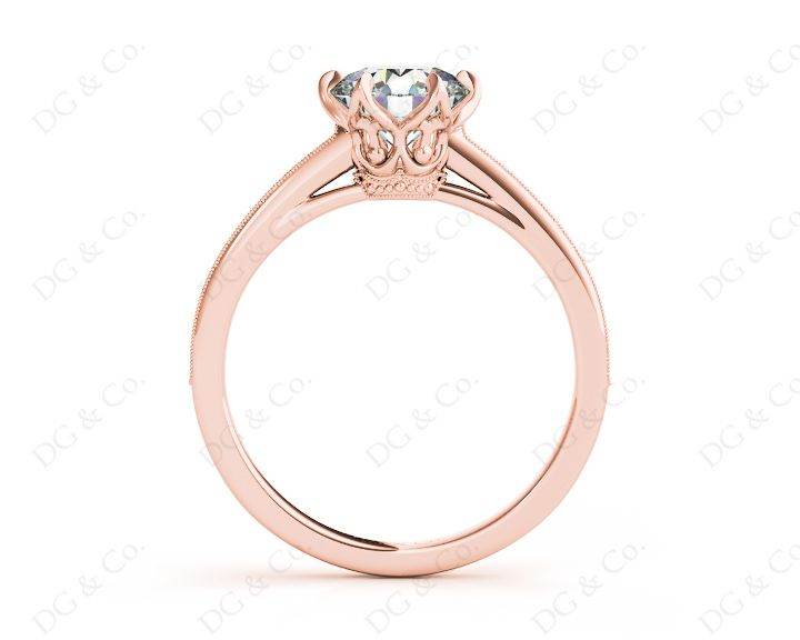 Vintage Style Round Cut Diamond Ring With Six Claws Set Centre Stone - 18K Rose - DG & Co. Jewellery