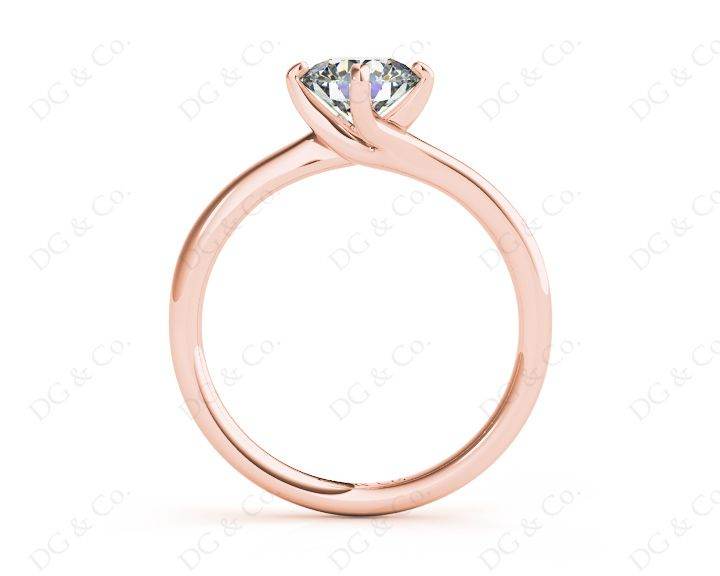 Round Cut Four Claws set Twist Diamond Ring in 18K Rose - DG & Co. Jewellery