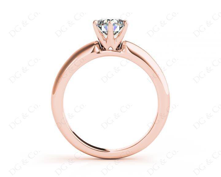 Round cut classic diamond solitaire ring with six claws setting - 18K Rose - DG & Co. Jewellery