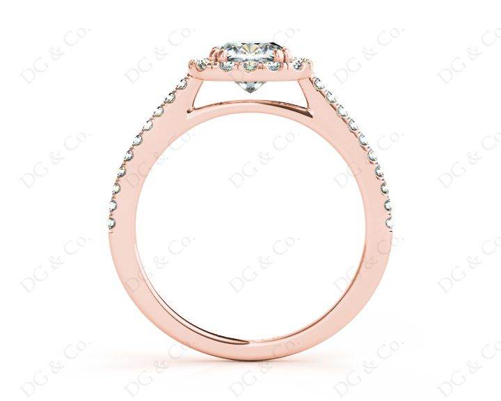 Cushion Cut Halo Diamond Engagement Ring with Claw Set Centre Stone - 18K Rose - DG & Co. Jewellery