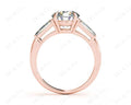 Round Cut Classic Three Stones Ring with Tapered Baguettes Diamond - 18K Rose - DG & Co. Jewellery